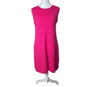 Eliza J Pink Knit Crochet Lined Shift Dress Medium Office Date Night Barbiecore